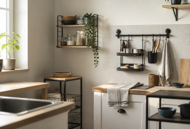 Petite cuisine sans percer : choisir et poser des rangements fiables